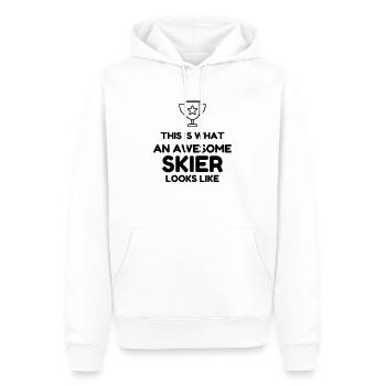 Ski Skieur Sport Sportif Skier Montagne - Sweat à capuche Premium bio Homme - blanc - Devant - Nico (187cm)