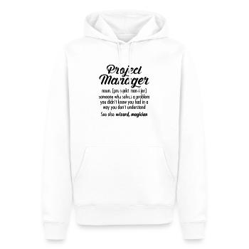 Project Manager - Definition - Männer Premium Bio Hoodie - Weiß - Vorne - Nico (187cm)