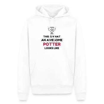 poterie / potier / vase / sculpteur - Sweat à capuche Premium bio Homme - blanc - Devant - Nico (187cm)