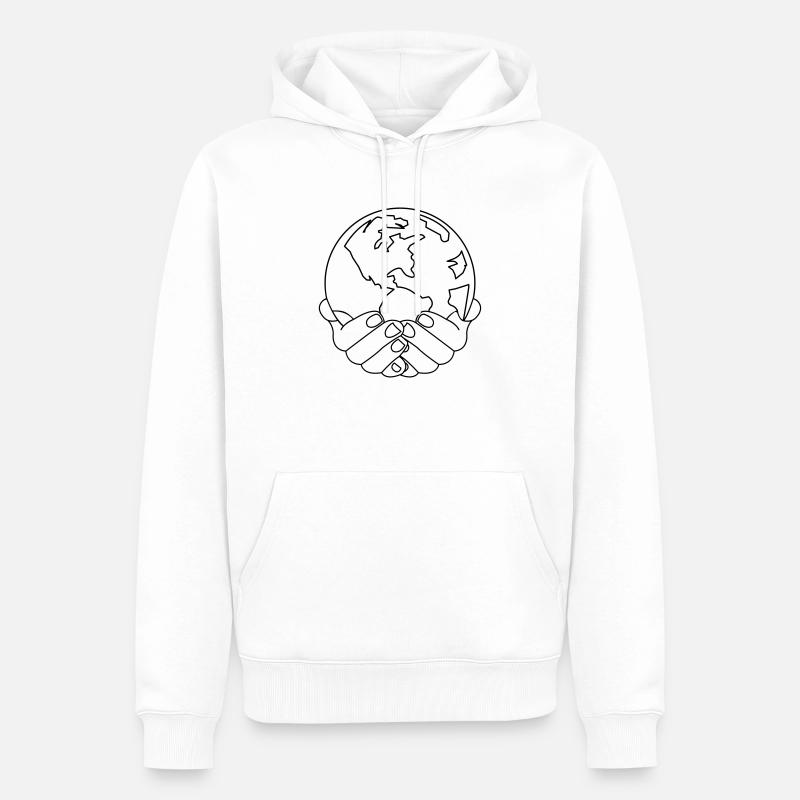 world_in_your_hands_01 - Sweat à capuche Premium bio Homme - blanc