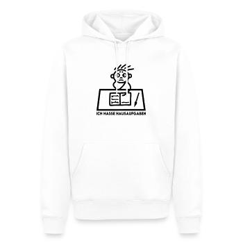 Schulkind - Ich hasse Hausaufgaben - Junge - Männer Premium Bio Hoodie - Weiß - Vorne - Nico (187cm)