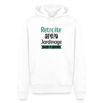 Retraite apéro jardinage cadeau jardin jardinier - Sweat à capuche Premium bio Homme - blanc - Devant - Nico (187cm)