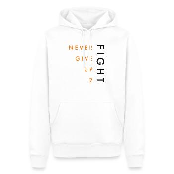 NEVER GIVE UP 2 FIGHT - Männer Premium Bio Hoodie - Weiß - Vorne - Nico (187cm)