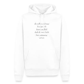 Die Sonne lacht, beim Untergang mit mir. - Männer Premium Bio Hoodie - Weiß - Vorne - Nico (187cm)