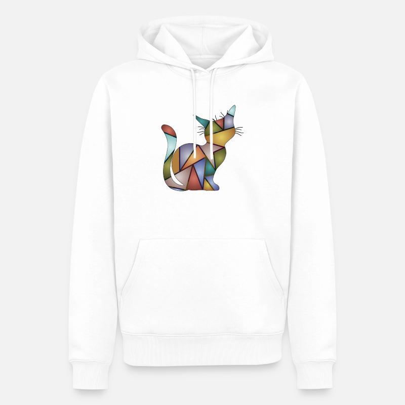 Chat - Sweat à capuche Premium bio Homme - blanc