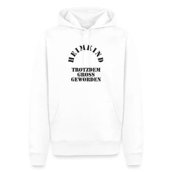 Heim Kind trotzdem gross geworden - Männer Premium Bio Hoodie - Weiß - Vorne - Nico (187cm)