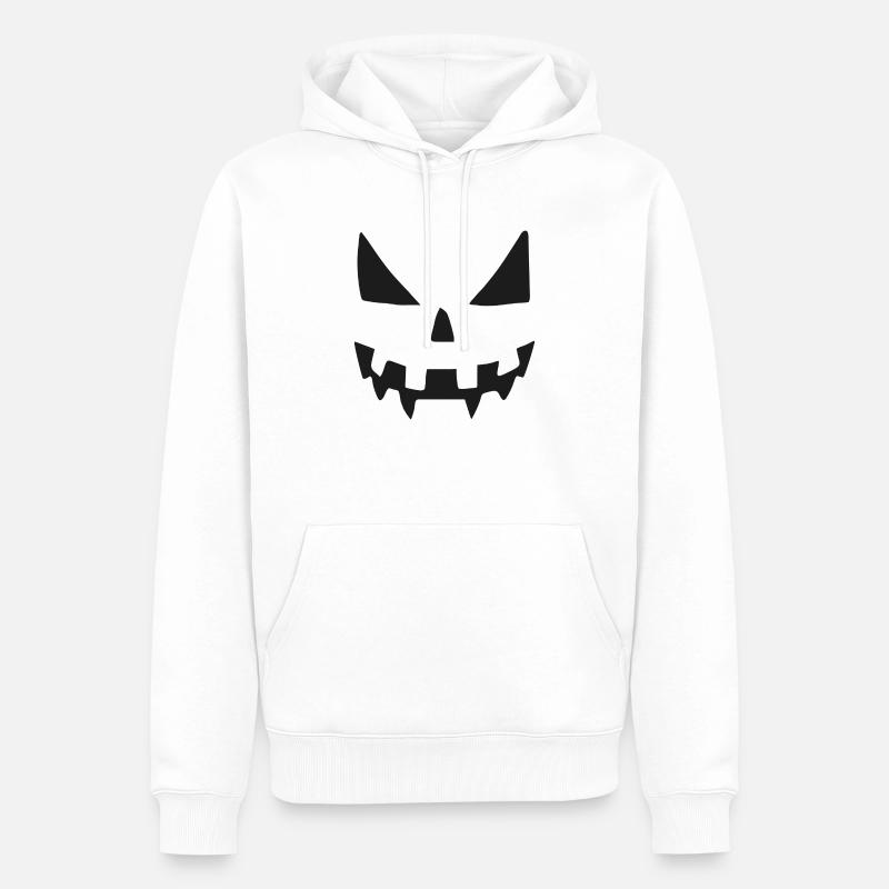 Visage de citrouille maléfique - Sweat à capuche Premium bio Homme - blanc