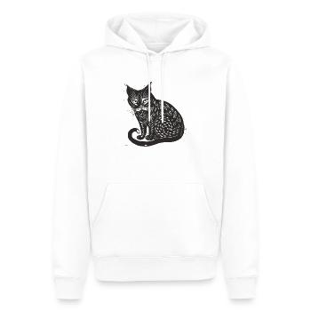 Schwarze Katze Haustier Kätzchen Mietze Schnurren - Männer Premium Bio Hoodie - Weiß - Vorne - Nico (187cm)