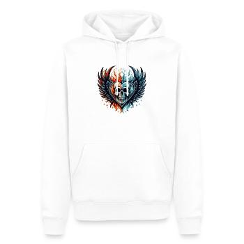 Herz Totenkopf - Männer Premium Bio Hoodie - Weiß - Vorne - Nico (187cm)