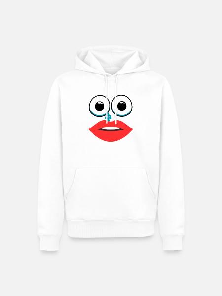 Frau mit weinendem Lippenstift - Männer Premium Bio Hoodie - Weiß