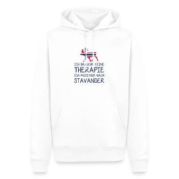Ich brauche keine Therapie muss nur nach Stavanger - Männer Premium Bio Hoodie - Weiß - Vorne - Nico (187cm)