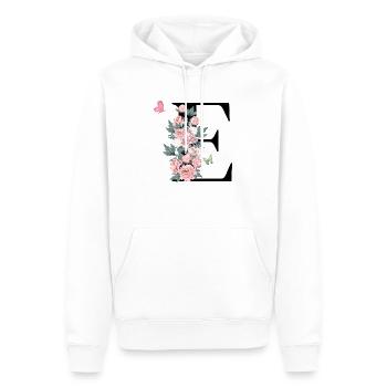 Lettre e fleurs rose - Sweat à capuche Premium bio Homme - blanc - Devant - Nico (187cm)