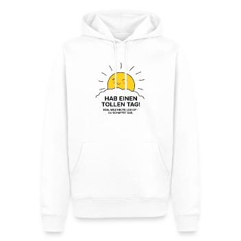 Bonne humeur et lonnenschein - Sweat à capuche Premium bio Homme - blanc - Devant - Nico (187cm)