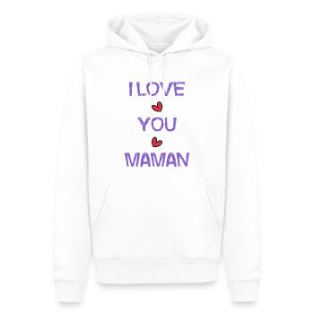 I LOVE. I LOVE YOU. MAMAN. FÊTE DES MÈRES. FÊTE - Sweat à capuche Premium bio Homme - blanc - Devant - Nico (187cm)