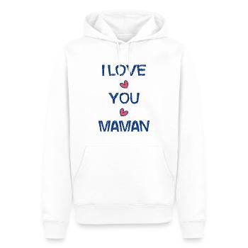 BONNE FÊTE MAMAN. MAMAN. FÊTE DES MÈRES. COEUR - Sweat à capuche Premium bio Homme - blanc - Devant - Nico (187cm)