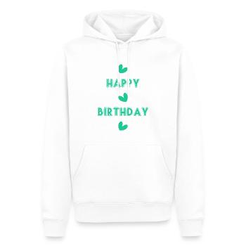 ÅRSDAG. TILLYKKE MED FØDSELSDAGEN. TILLYKKE MED FØDSELSDAGEN. - Herre Premium økologisk hoodie - hvid - Foran - Nico (187cm)