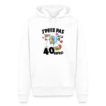 Je Peux Pas J'ai 40 Ans Anniversaire Cadeau - Sweat à capuche Premium bio Homme - blanc - Devant - Nico (187cm)