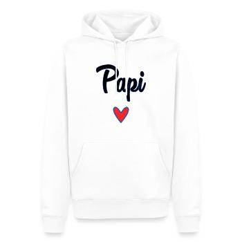 PAPY. FÊTE DES PÈRES. BONNE FÊTE PAPY. JE T'AIME. - Sweat à capuche Premium bio Homme - blanc - Devant - Nico (187cm)