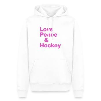 hockey sur gazon hockey sur gazon aime le hockey de paix - Sweat à capuche Premium bio Homme - blanc - Devant - Nico (187cm)