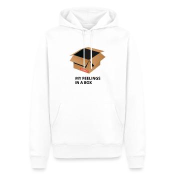 My feelings in a box Spruch Geschenk - Männer Premium Bio Hoodie - Weiß - Vorne - Nico (187cm)
