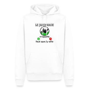 le jardinage m appelle / humour jardinière - Sweat à capuche Premium bio Homme - blanc - Devant - Nico (187cm)