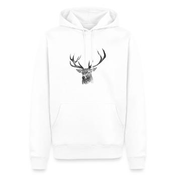 Hirsch - Männer Premium Bio Hoodie - Weiß - Vorne - Nico (187cm)