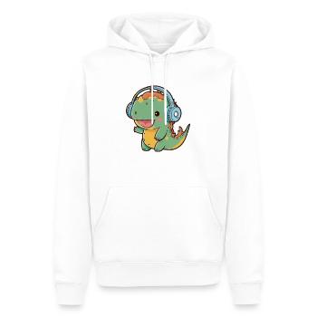 Kawaii Cute Happy Colorful Dino avec des écouteurs - Sweat à capuche Premium bio Homme - blanc - Devant - Nico (187cm)