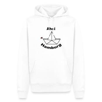 Faltboot AHOI Hamburg Design - Männer Premium Bio Hoodie - Weiß - Vorne - Nico (187cm)