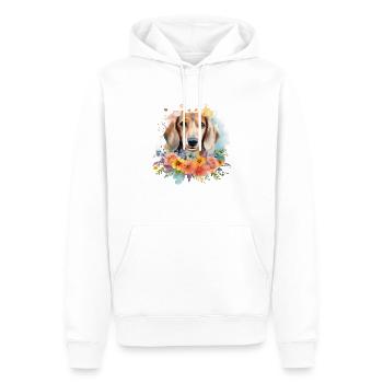 Dachshund Dog Teckel Watercolor Art Flowers - Men’s Premium Organic Hoodie - white - Front - Nico (187cm)