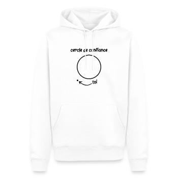 cercle de confiance - Sweat à capuche Premium bio Homme - blanc - Devant - Nico (187cm)