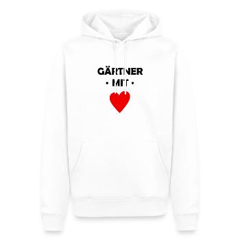 Gärtner mit Herz - Garten - Pflanzen - Männer Premium Bio Hoodie - Weiß - Vorne - Nico (187cm)