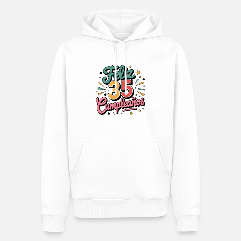 ¡Feliz 35 Cumpleaños! - Sweat à capuche Premium bio Homme - blanc