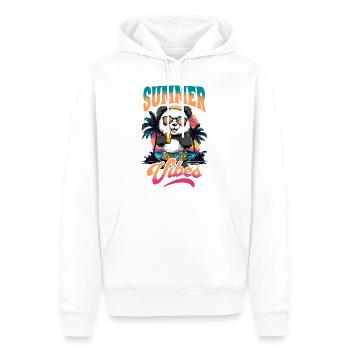 Été, Panda, Ours, Bière, Plage, Mer, Palmiers, Fête - Sweat à capuche Premium bio Homme - blanc - Devant - Nico (187cm)