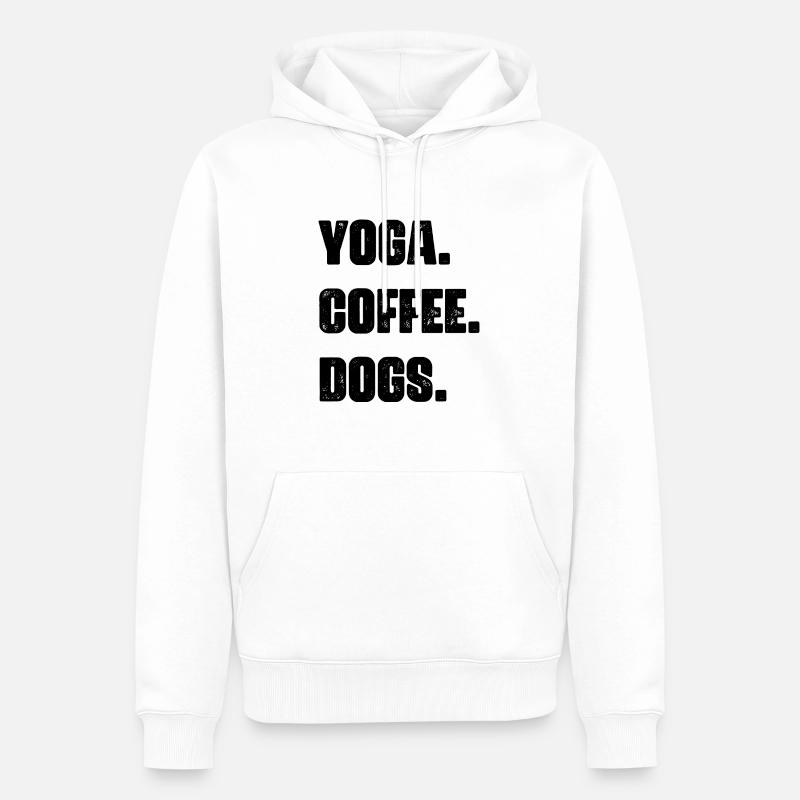 Yoga café chiens - Sweat à capuche Premium bio Homme - blanc