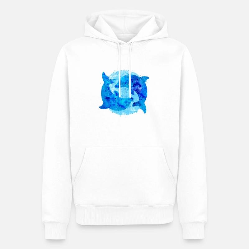 Delfine (Wasserfarben) - Männer Premium Bio Hoodie - Weiß