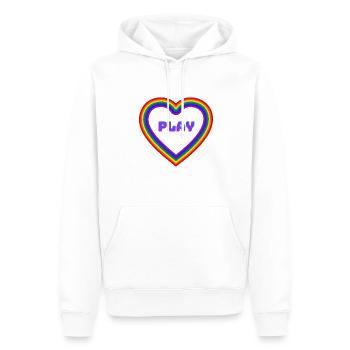 play - Männer Premium Bio Hoodie - Weiß - Vorne - Nico (187cm)