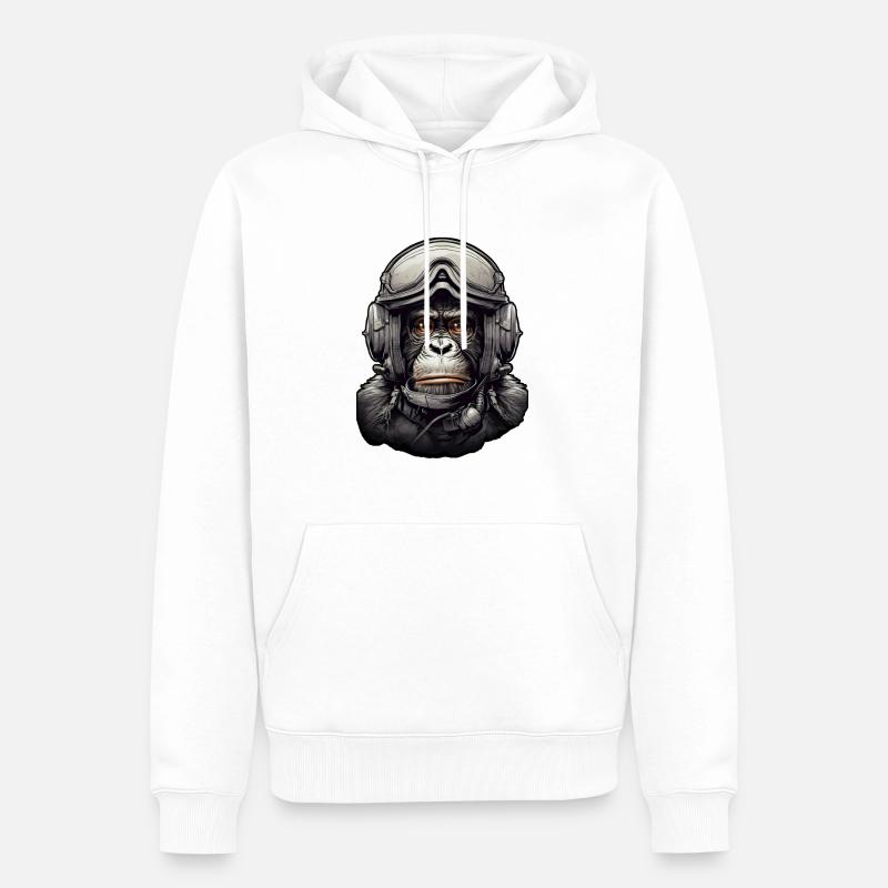 Pilot Monkey Digitale Kunst - Männer Premium Bio Hoodie - Weiß