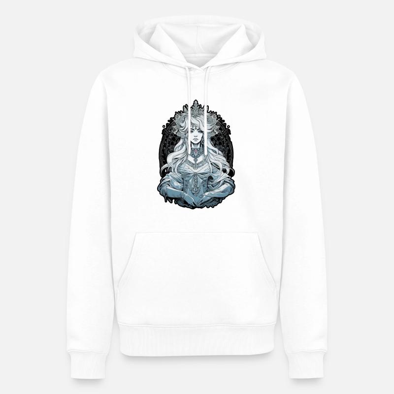 White queen priestress ,manga digital - Sweat à capuche Premium bio Homme - blanc