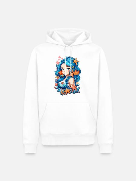Blue Hair Mermaid - Männer Premium Bio Hoodie - Weiß