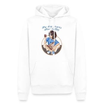Ma journée commence après le café - Sweat à capuche Premium bio Homme - blanc - Devant - Nico (187cm)