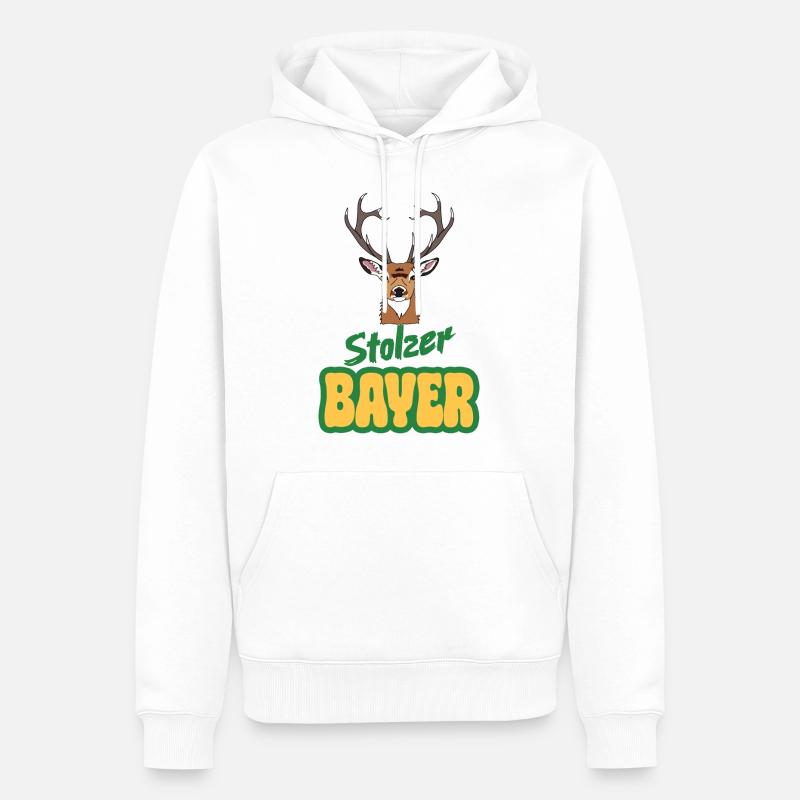 Hirsch - Stolzer Bayer - Männer Premium Bio Hoodie - Weiß