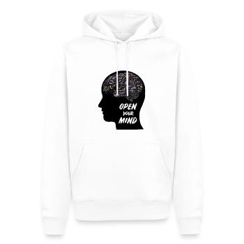 OPEN MIND für eine bessere Gesellschaft - Männer Premium Bio Hoodie - Weiß - Vorne - Nico (187cm)