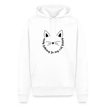REDE NUR MIT MEINER KATZE LUSTIG WITZ SPRUCH MOTIV - Männer Premium Bio Hoodie - Weiß - Vorne - Nico (187cm)