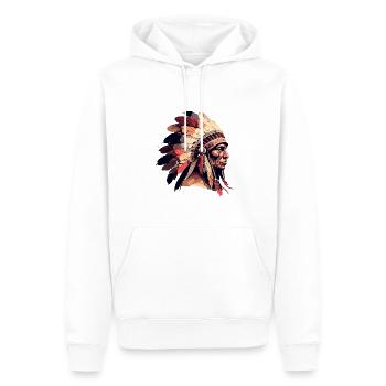 Sitting Bull - Männer Premium Bio Hoodie - Weiß - Vorne - Nico (187cm)