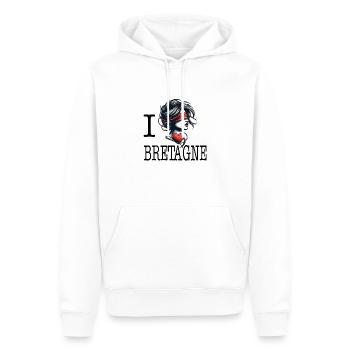 i love bretagne bretonne amoureuse - Sweat à capuche Premium bio Homme - blanc - Devant - Nico (187cm)