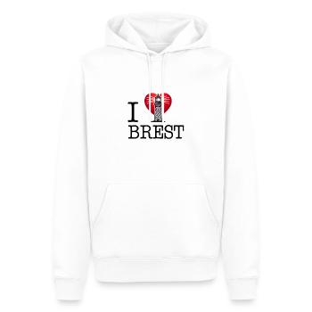 I Love Brest di I love bretagne - Felpa con cappuccio ecologica premium da uomo - bianco - Fronte - Nico (187cm)