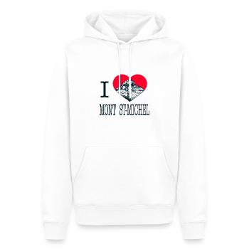 i love mont saint-michel - Sweat à capuche Premium bio Homme - blanc - Devant - Nico (187cm)