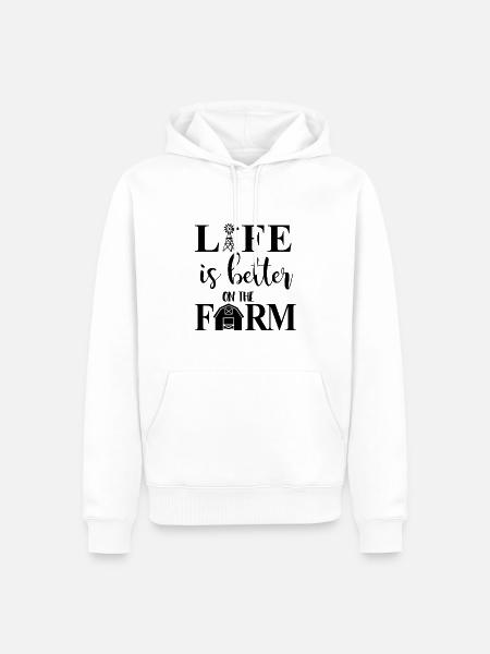 Life is better on the farm - Sweat à capuche Premium bio Homme - blanc