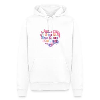 Junk Journal Queen – Herz Collage - Männer Premium Bio Hoodie - Weiß - Vorne - Nico (187cm)