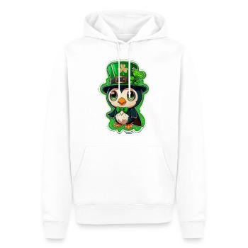 Tenue St Patrick Pingouin mignon trèfle drôle - Sweat à capuche Premium bio Homme - blanc - Devant - Nico (187cm)